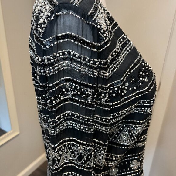 Jovani New York 100% Silk Black Beaded Formal Jacket with tie front, Size M/L? - Picture 10 of 16